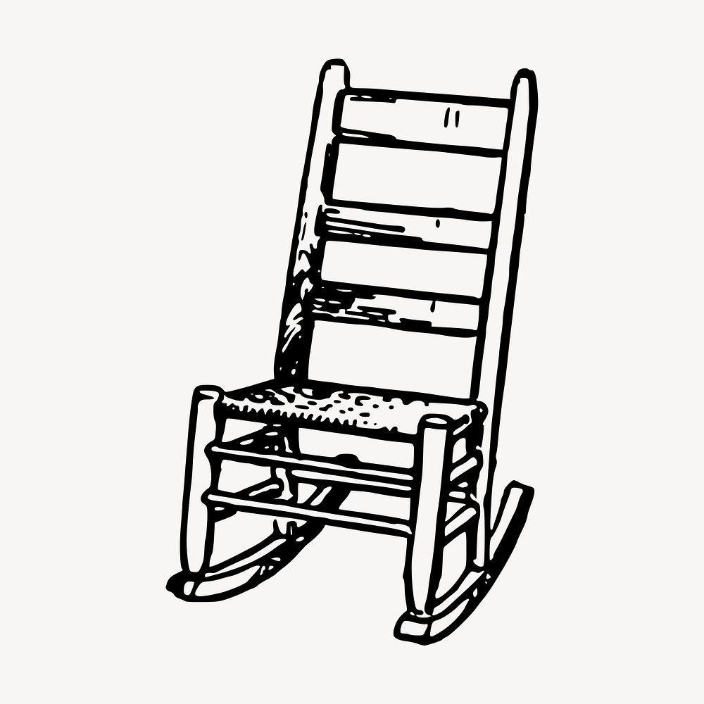 Rocking chair clipart, vintage hand drawn vector. Free public domain CC0 image.