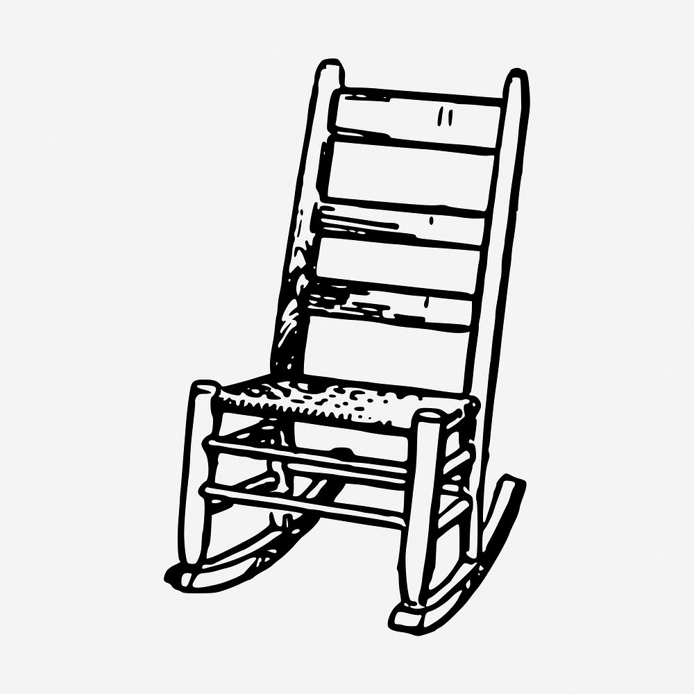 Rocking chair vintage illustration. Free public domain CC0 image.