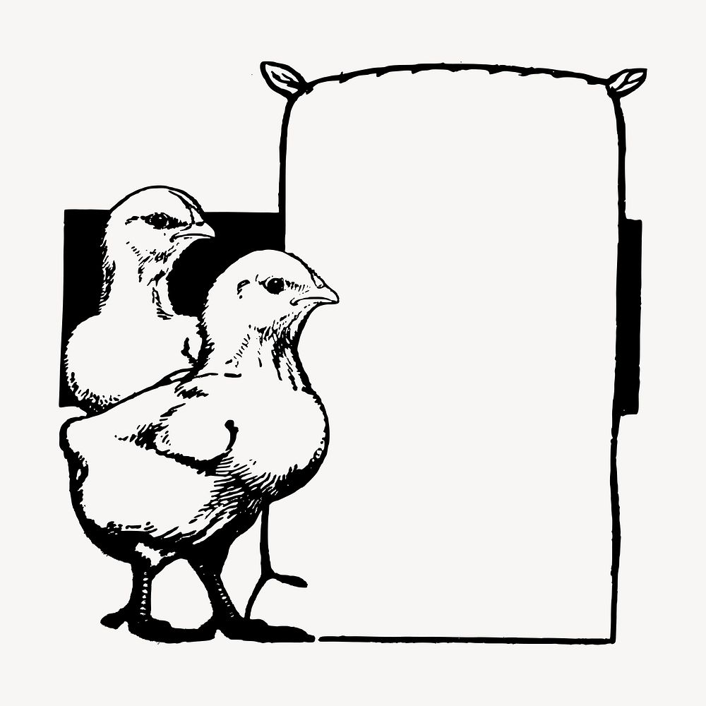 Chicken frame clipart, vintage hand drawn vector. Free public domain CC0 image.