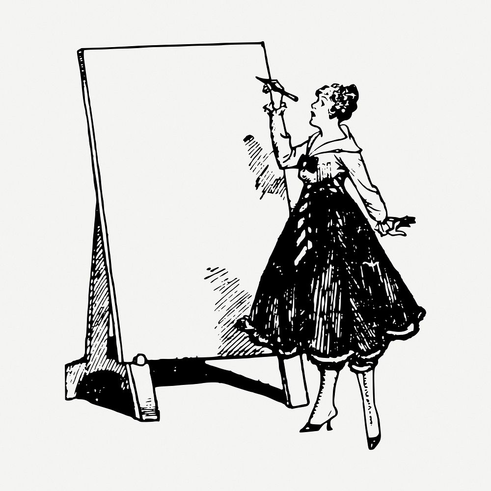 Blank board drawing, vintage illustration psd. Free public domain CC0 image.