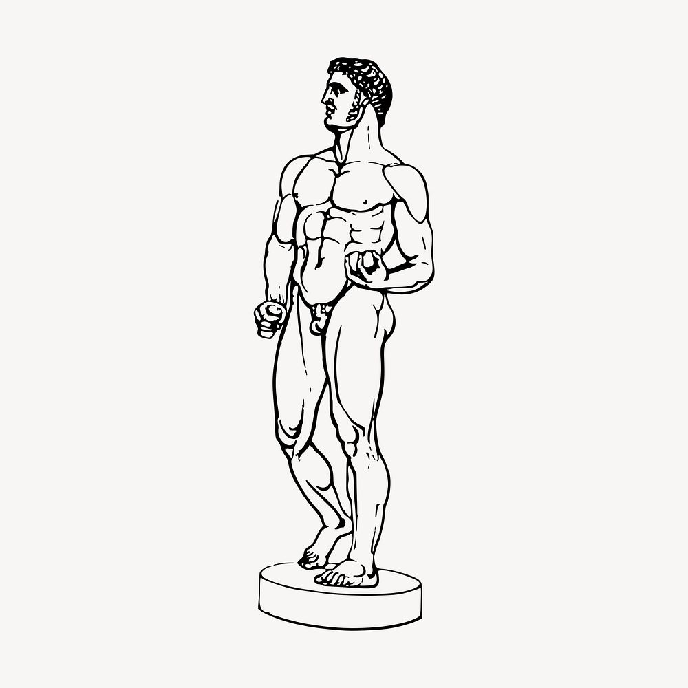 Greek statue clipart, vintage hand drawn vector. Free public domain CC0 image.