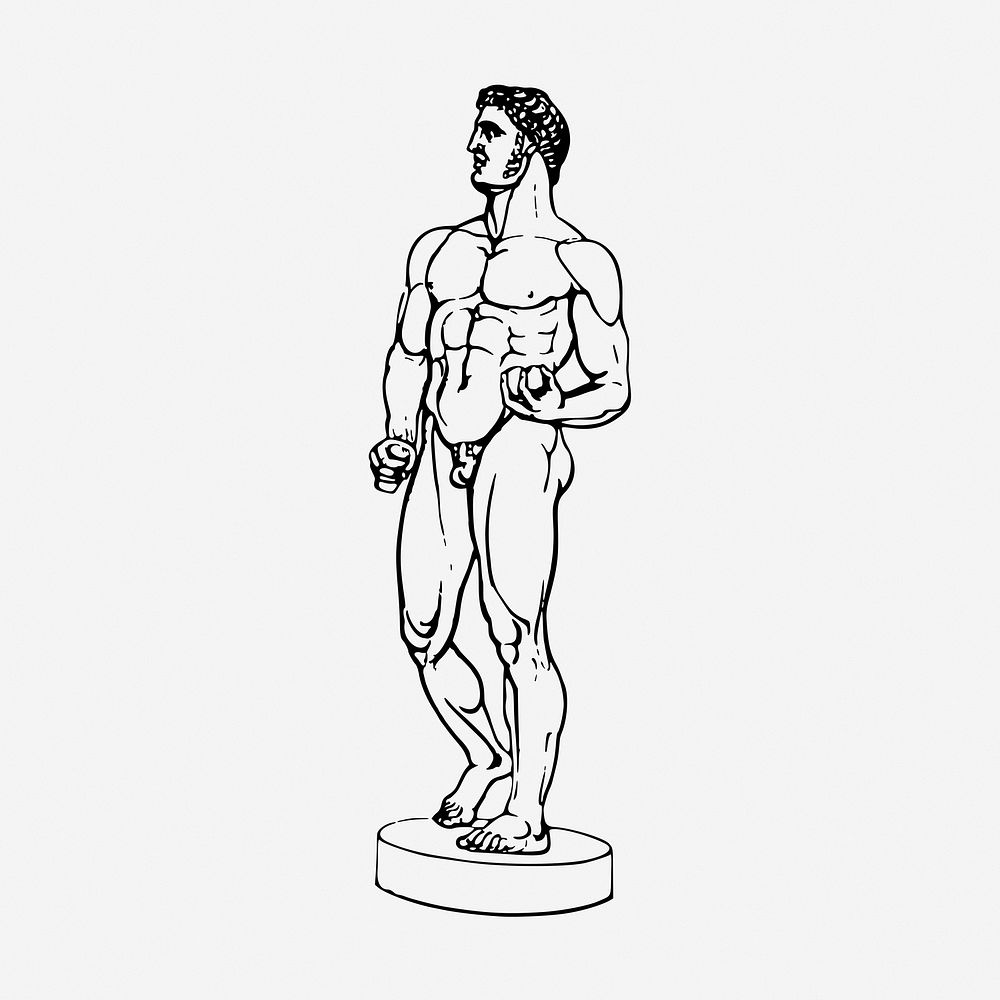 Greek statue vintage illustration. Free public domain CC0 image.