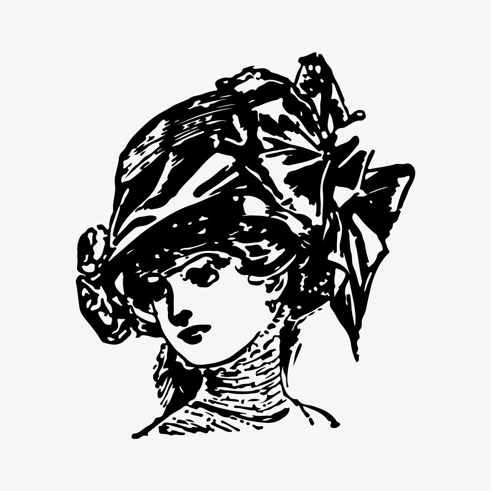 Beautiful women's hat clipart, vintage hand drawn vector. Free public domain CC0 image.