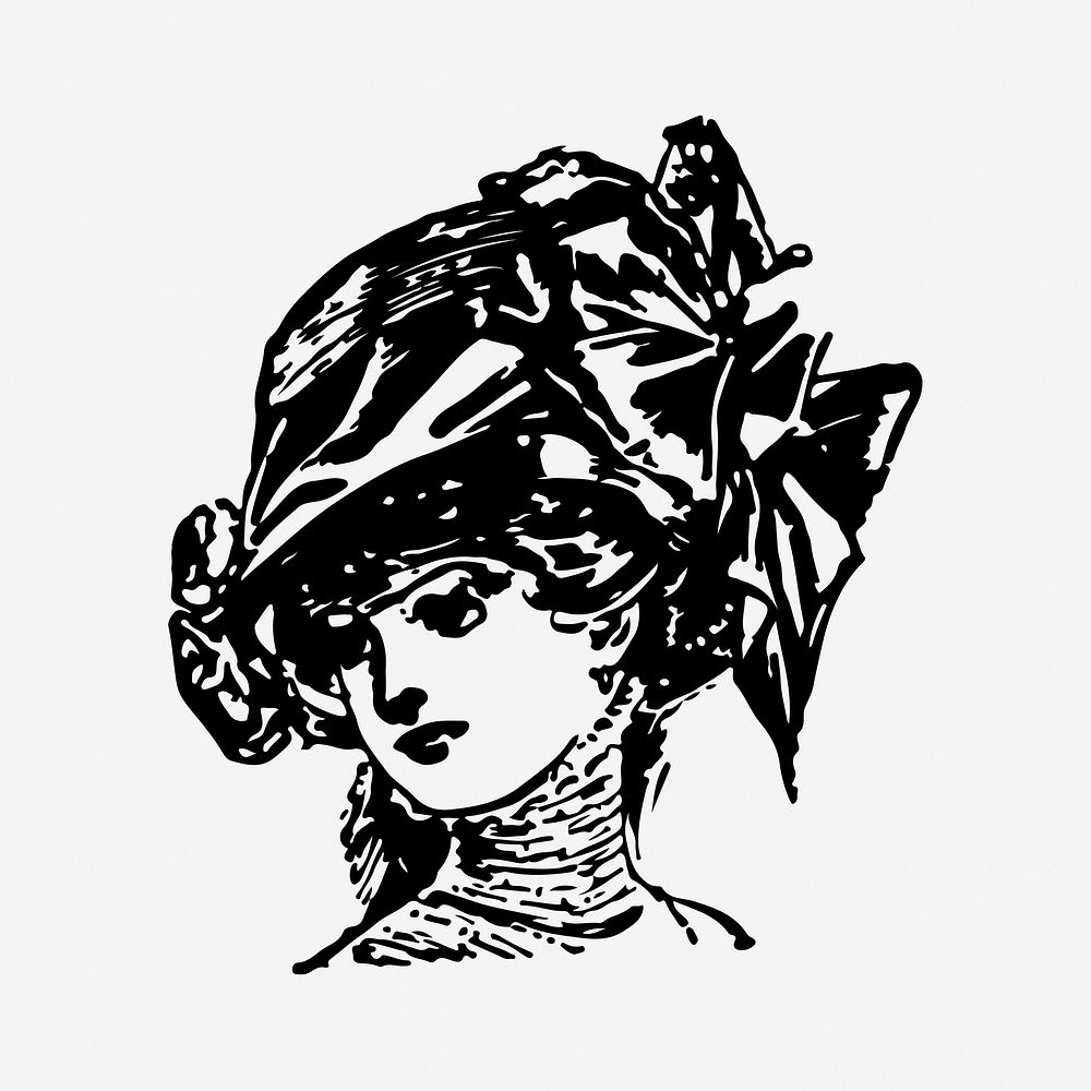 Beautiful women's hat vintage illustration. Free public domain CC0 image.