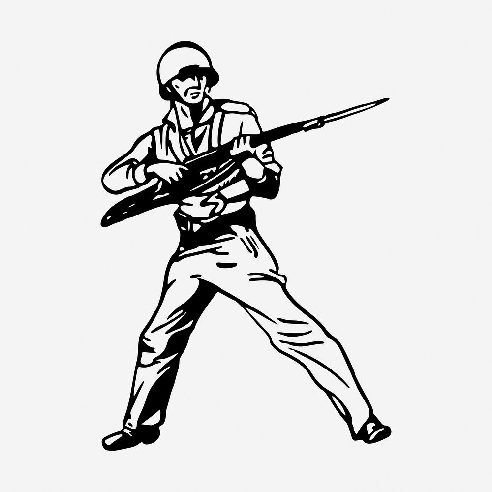 Soldier vintage illustration. Free public domain CC0 image.