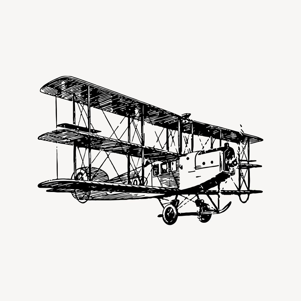 Triplane clipart, drawing illustration vector. Free public domain CC0 image.