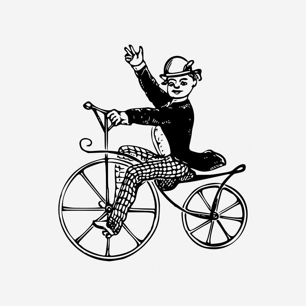 Cyclist, drawing illustration. Free public domain CC0 image.