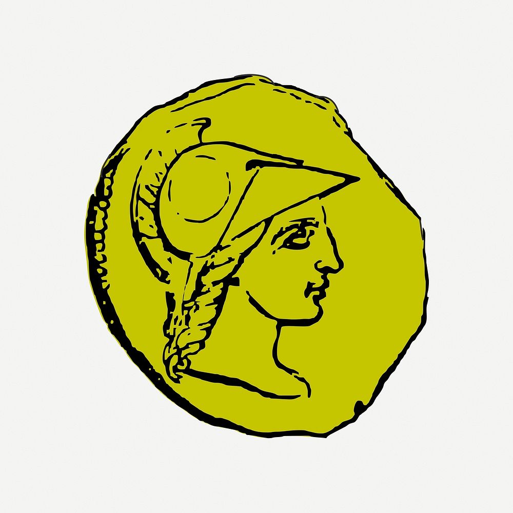 Ancient coin collage element, vintage illustration psd. Free public domain CC0 image.