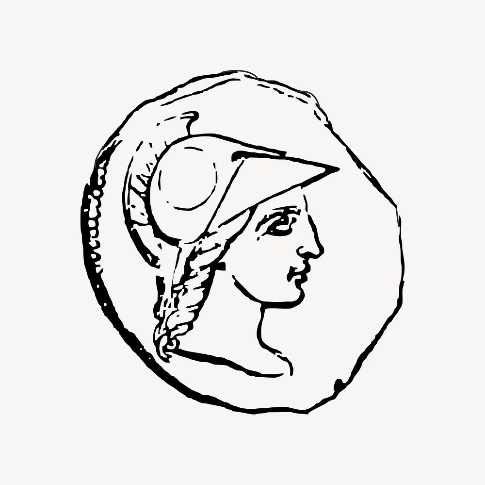 Old coin clipart, drawing illustration vector. Free public domain CC0 image.