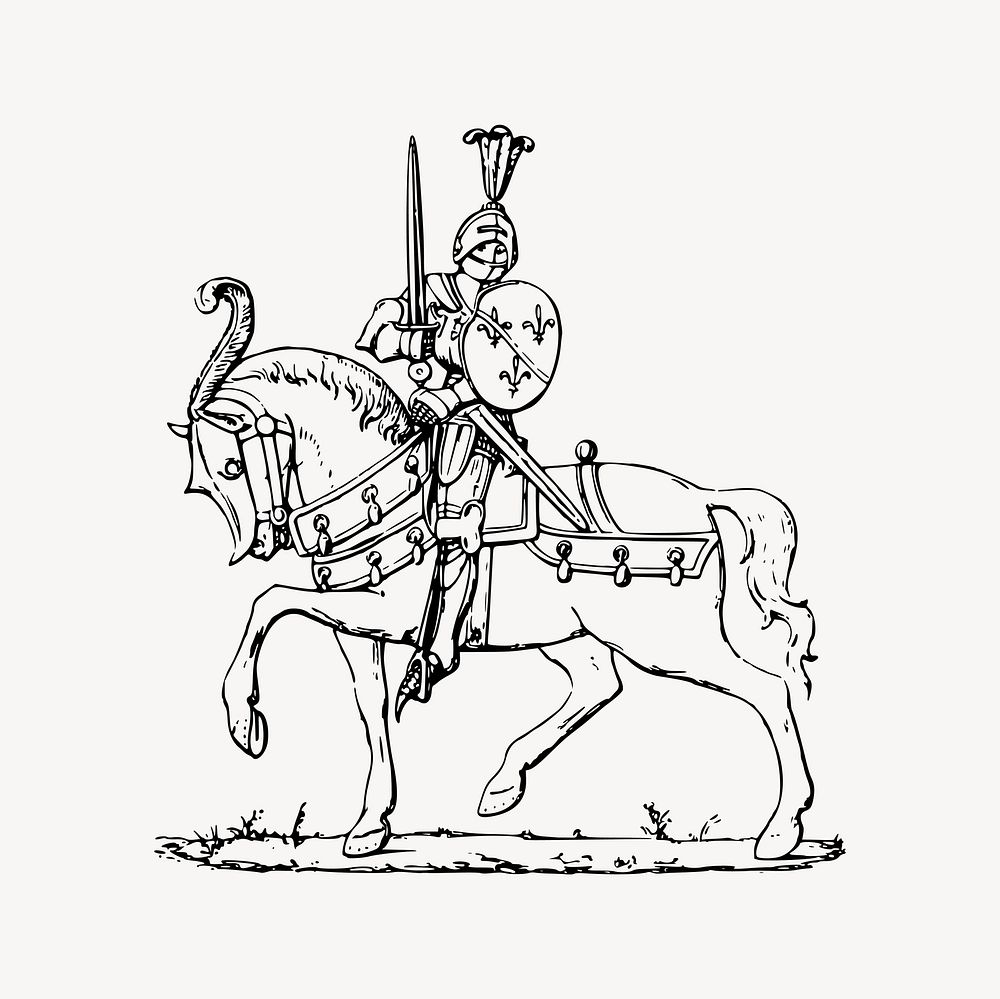 Knight clipart, drawing illustration vector. Free public domain CC0 image.