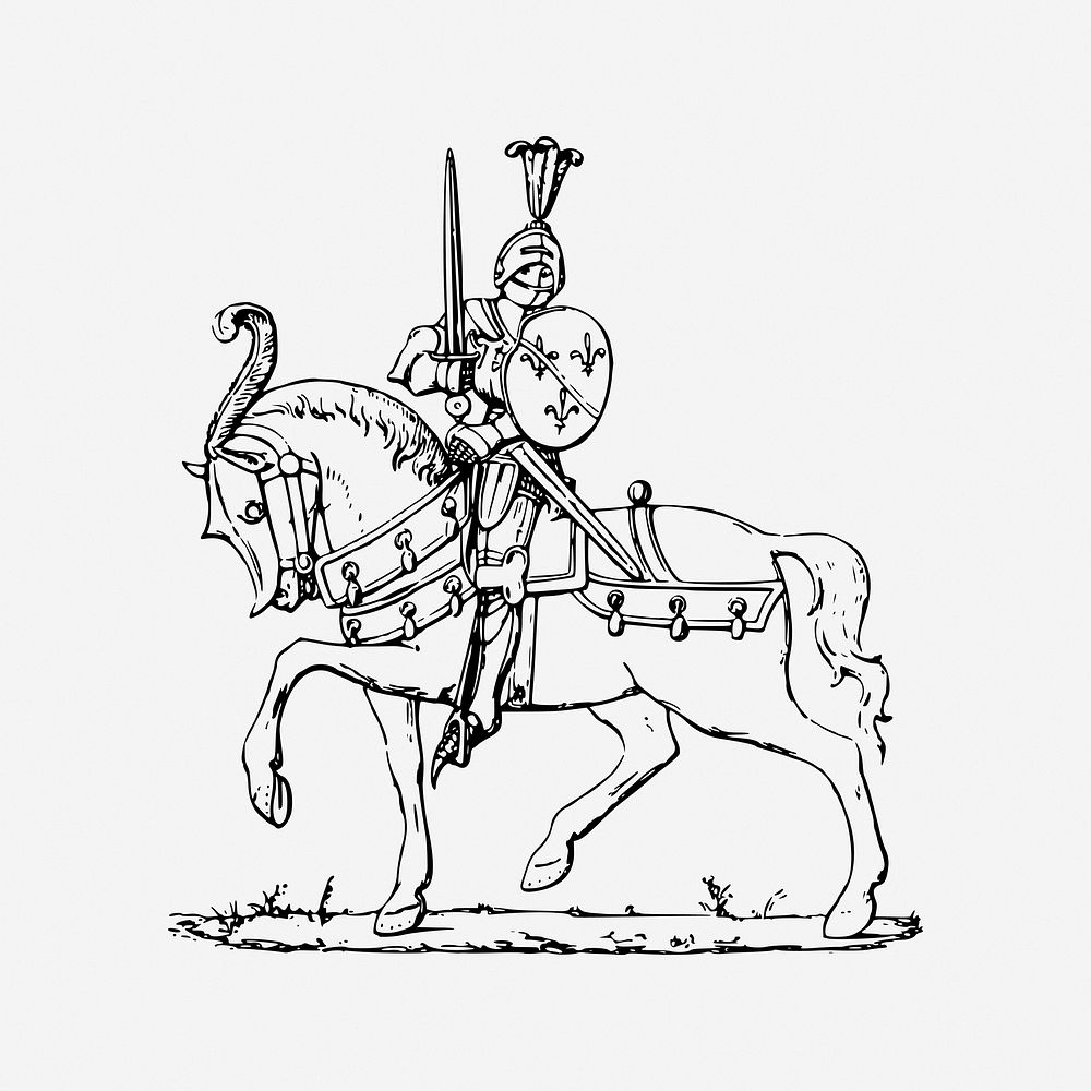 Knight, drawing illustration. Free public domain CC0 image.