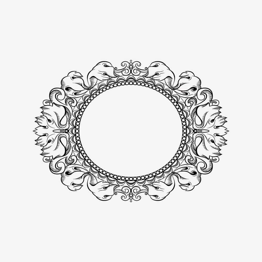 Elliptical frame clipart, drawing illustration vector. Free public domain CC0 image.