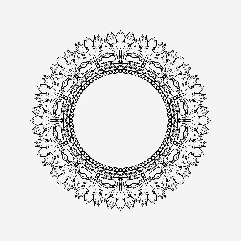 Circle frame, drawing illustration. Free public domain CC0 image.