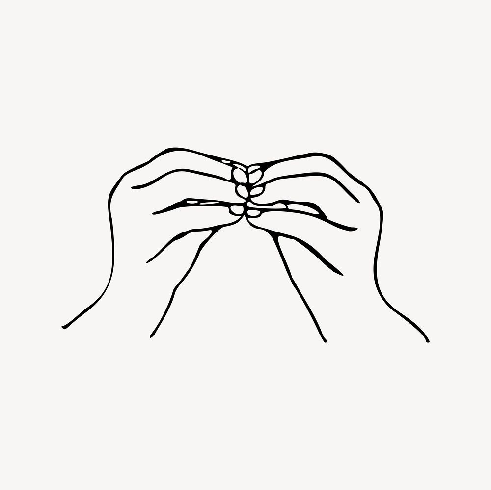 Sumukham hand clipart, drawing illustration vector. Free public domain CC0 image.