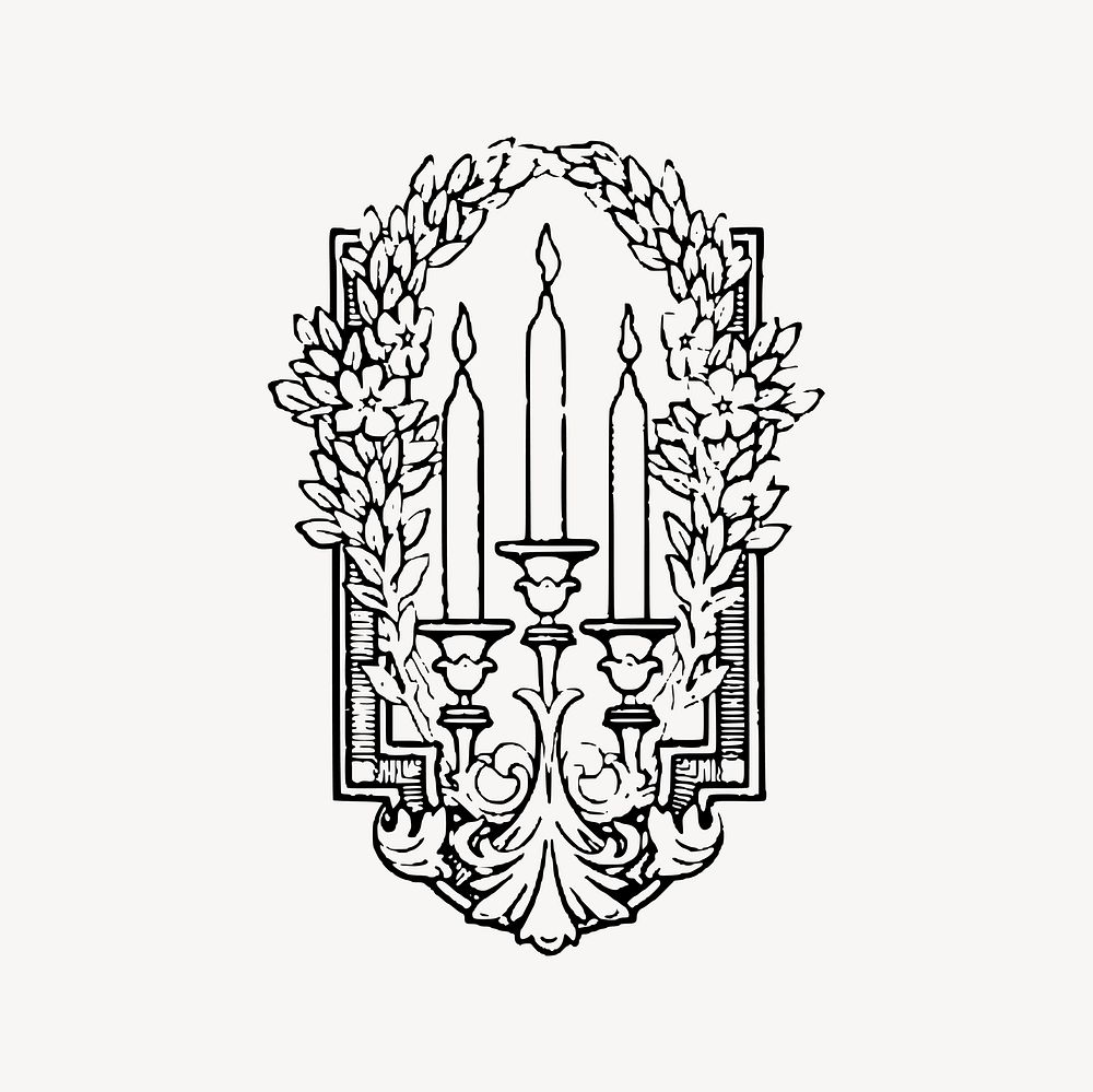 Candelabrum clipart, drawing illustration vector. Free public domain CC0 image.