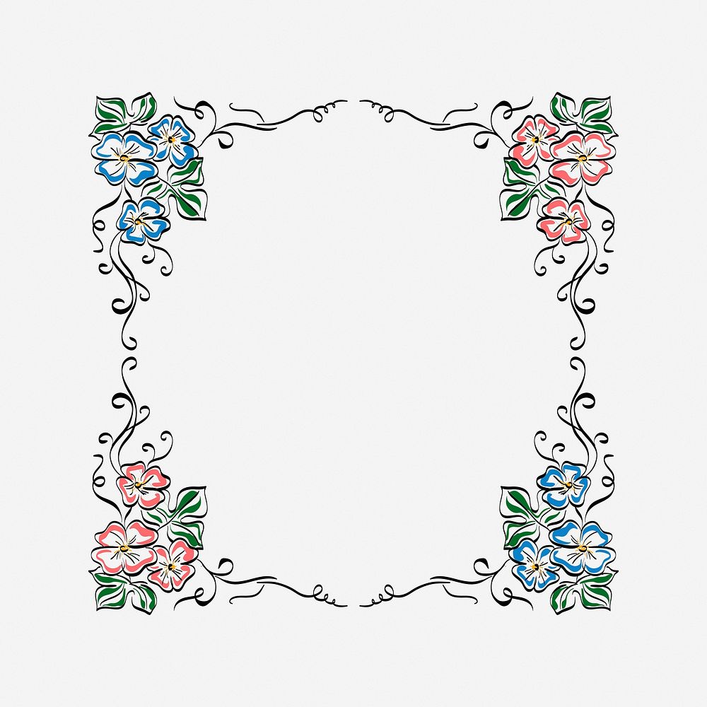 Flower frame, drawing illustration. Free | Free Photo - rawpixel