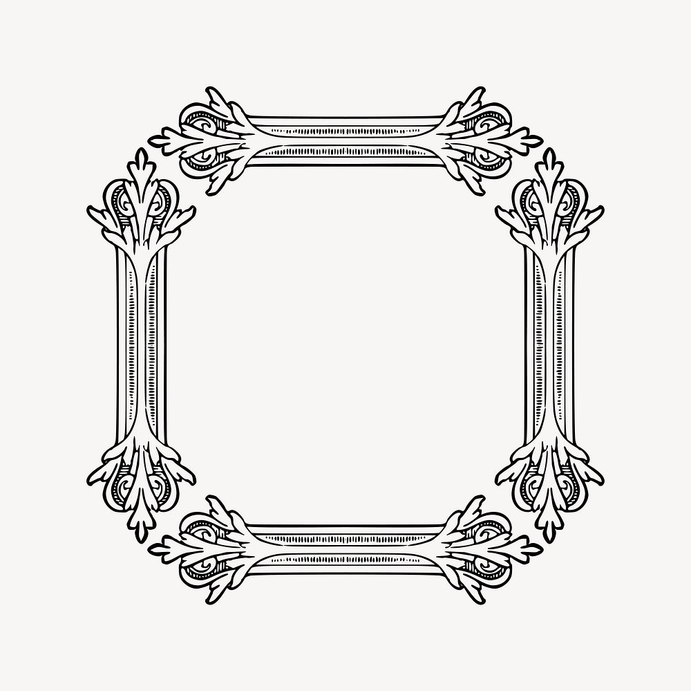 Garland frame clipart, drawing illustration vector. Free public domain CC0 image.