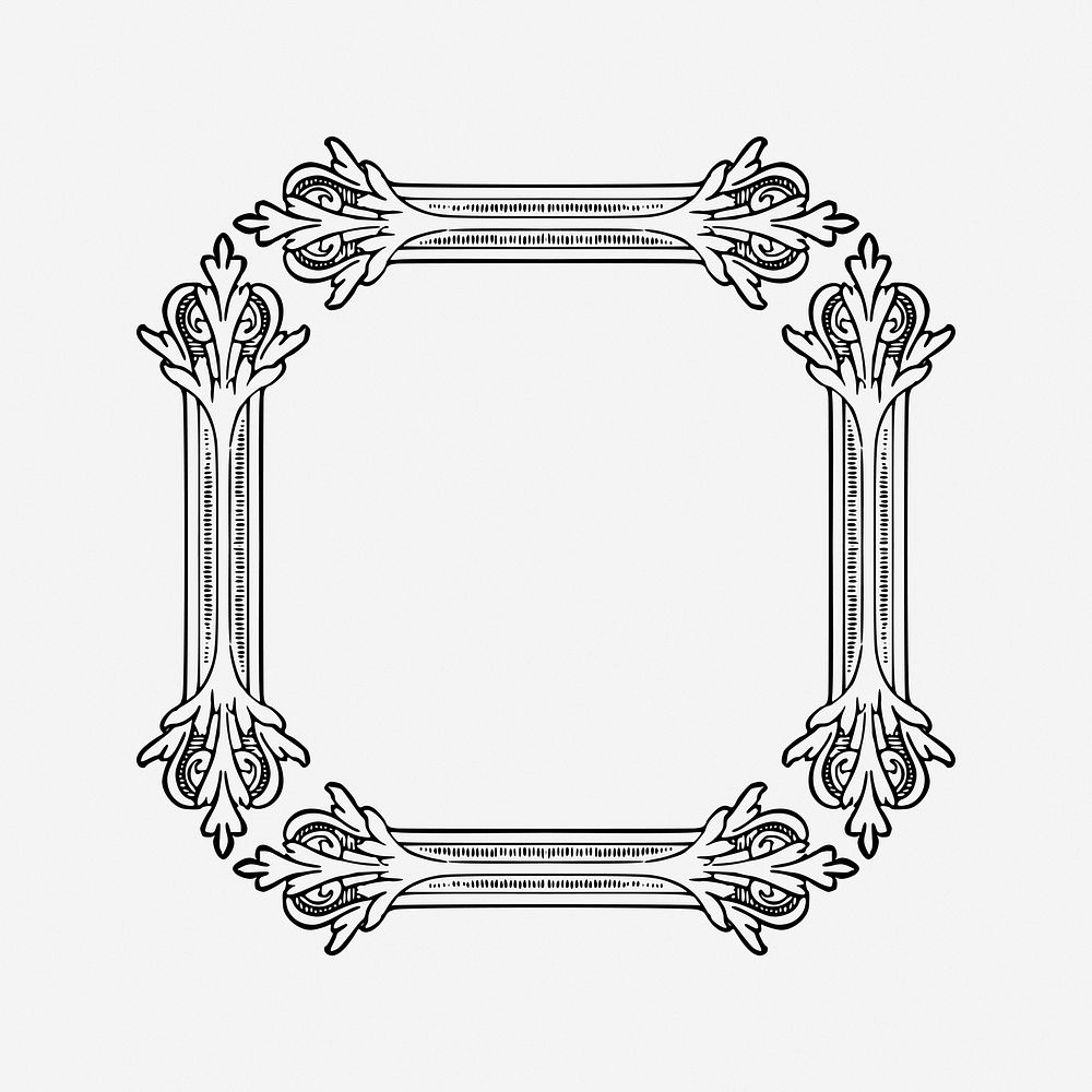 Garland frame, drawing illustration. Free public domain CC0 image.