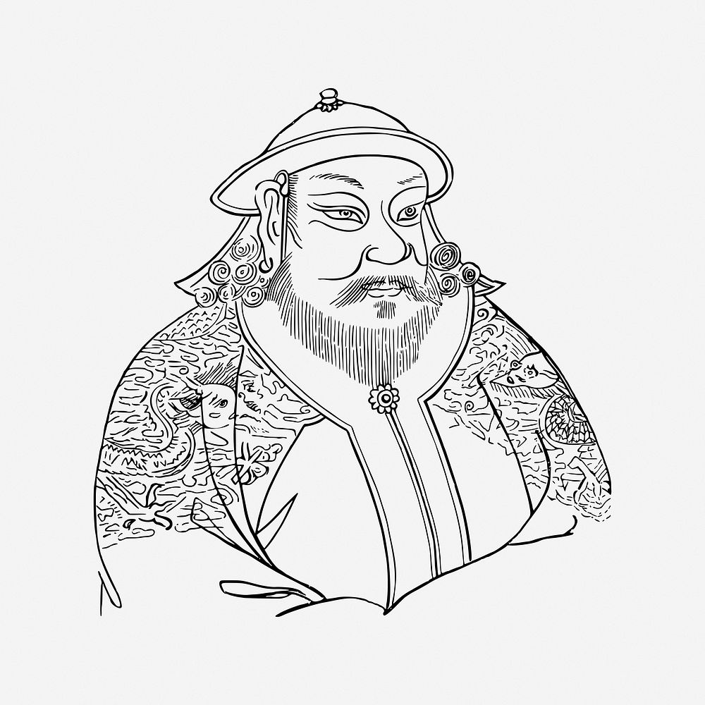 Kublai Khan, drawing illustration. Free public domain CC0 image.