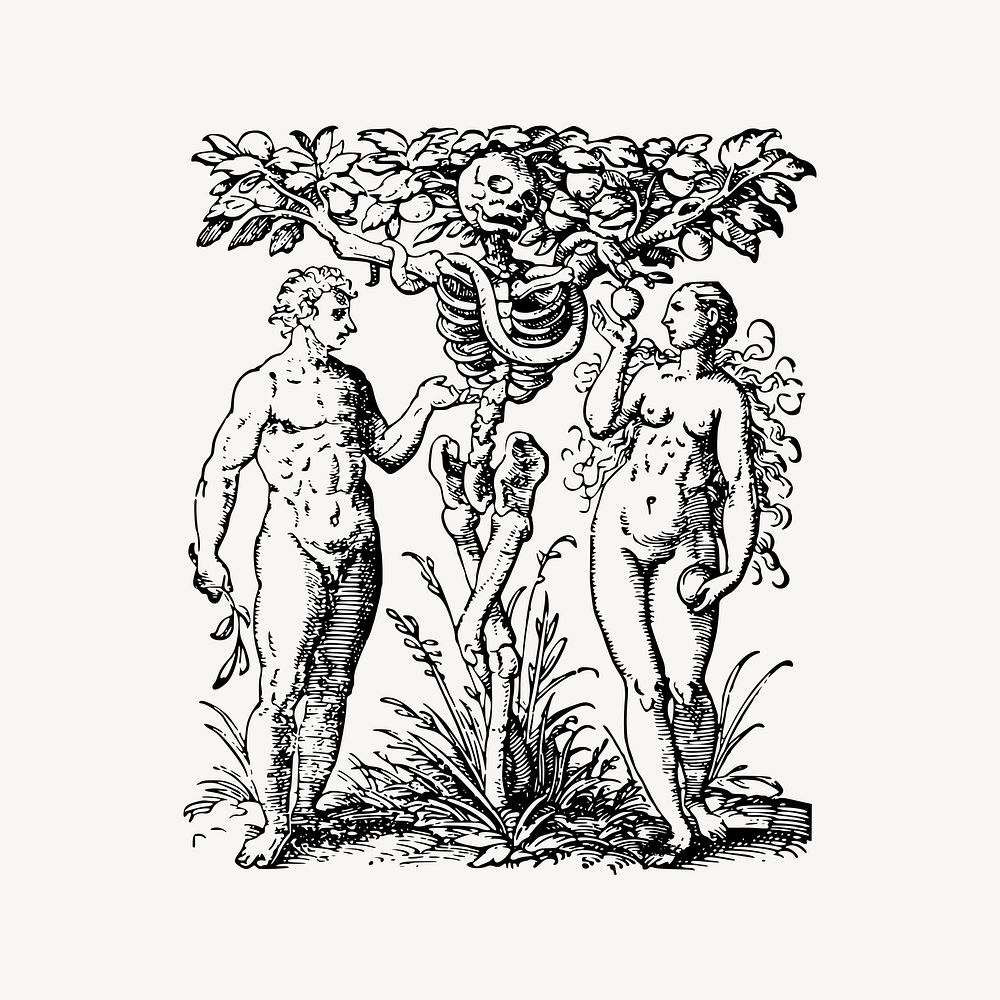 Garden of Eden clipart, drawing illustration vector. Free public domain CC0 image.