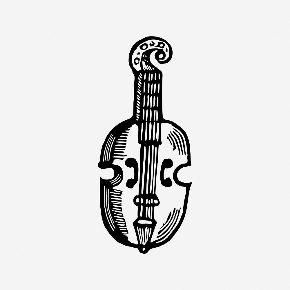 Violin, drawing illustration. Free public domain CC0 image.