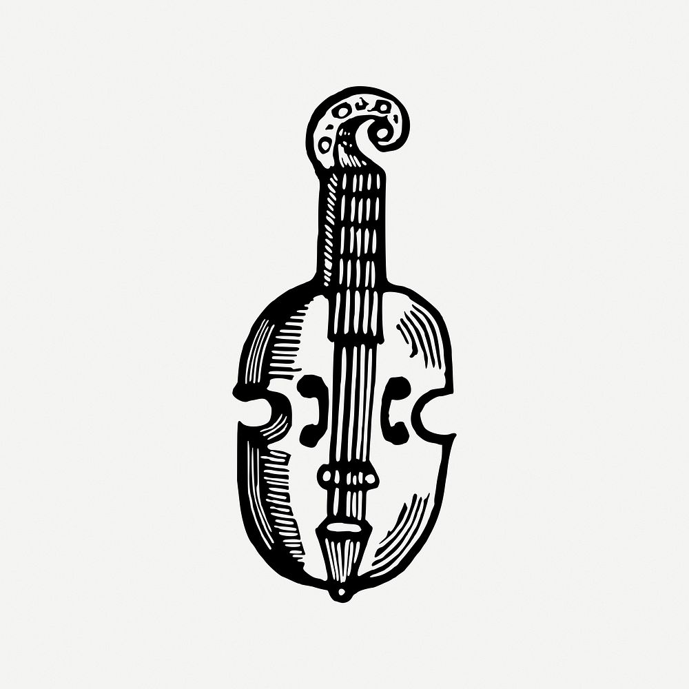 Violin collage element, vintage illustration psd. Free public domain CC0 image.