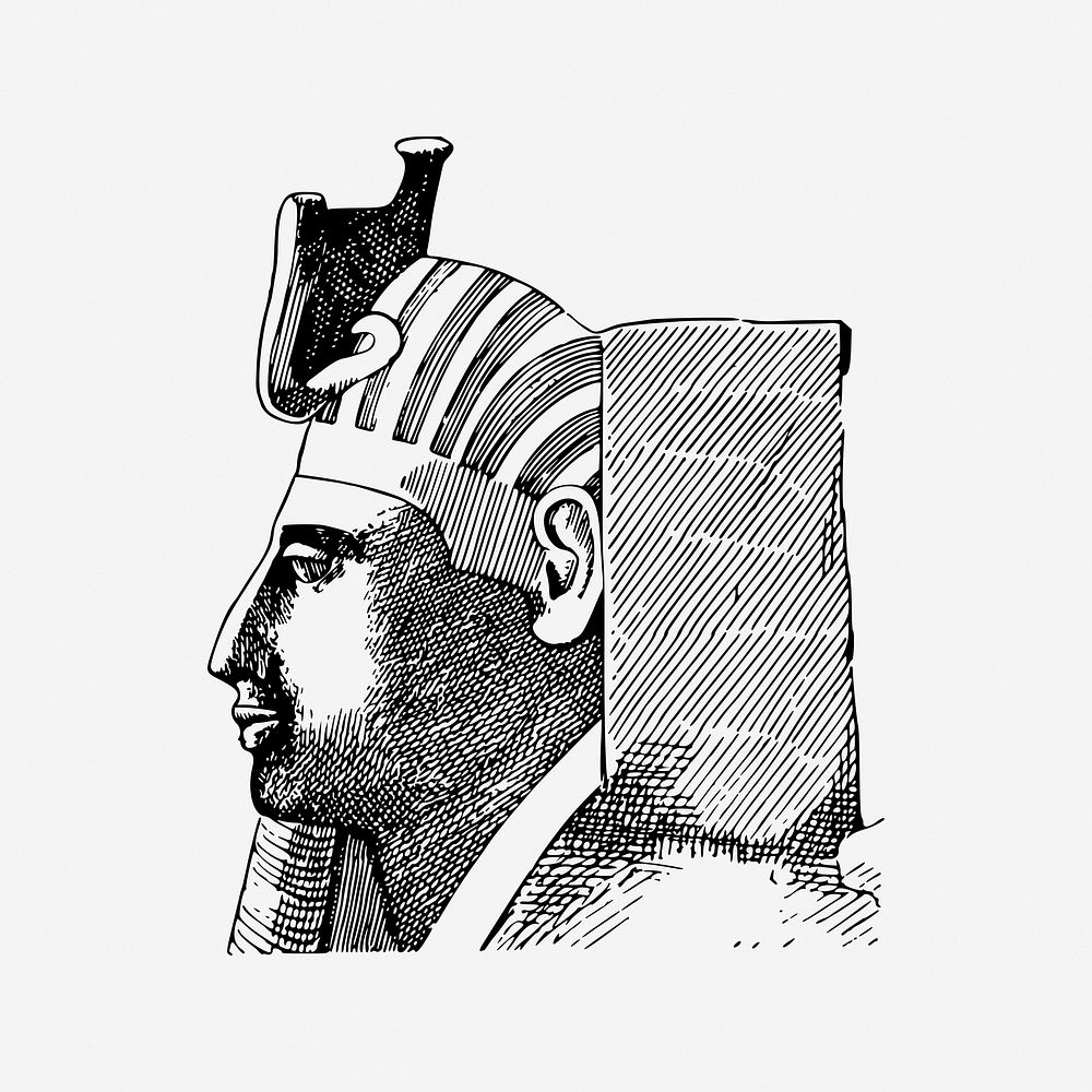 Ramesses III, drawing illustration. Free public domain CC0 image.