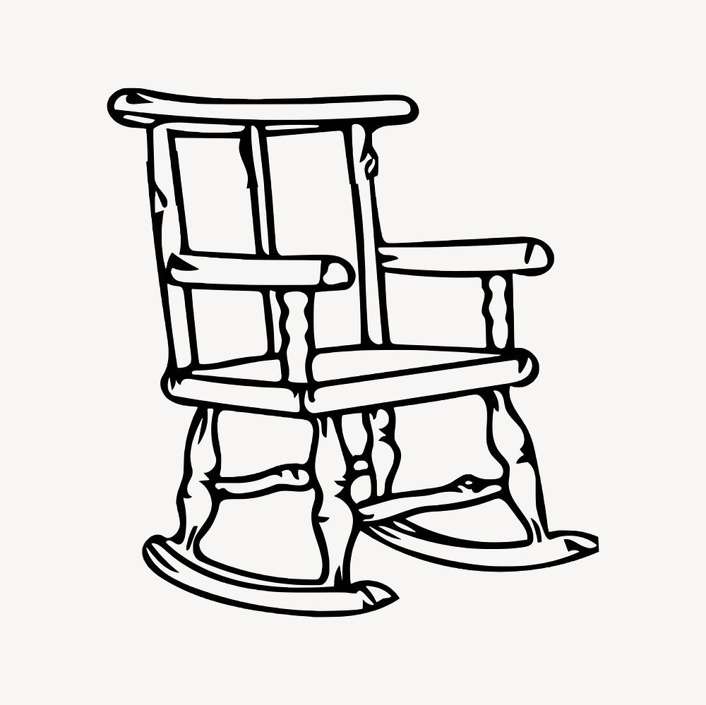 Rocking chair clipart, drawing illustration vector. Free public domain CC0 image.