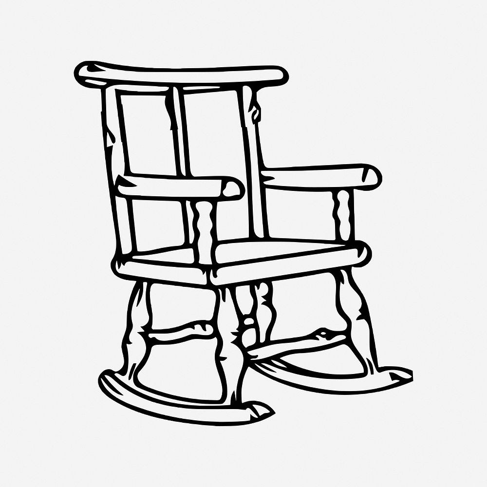 Rocking chair, drawing illustration. Free public domain CC0 image.