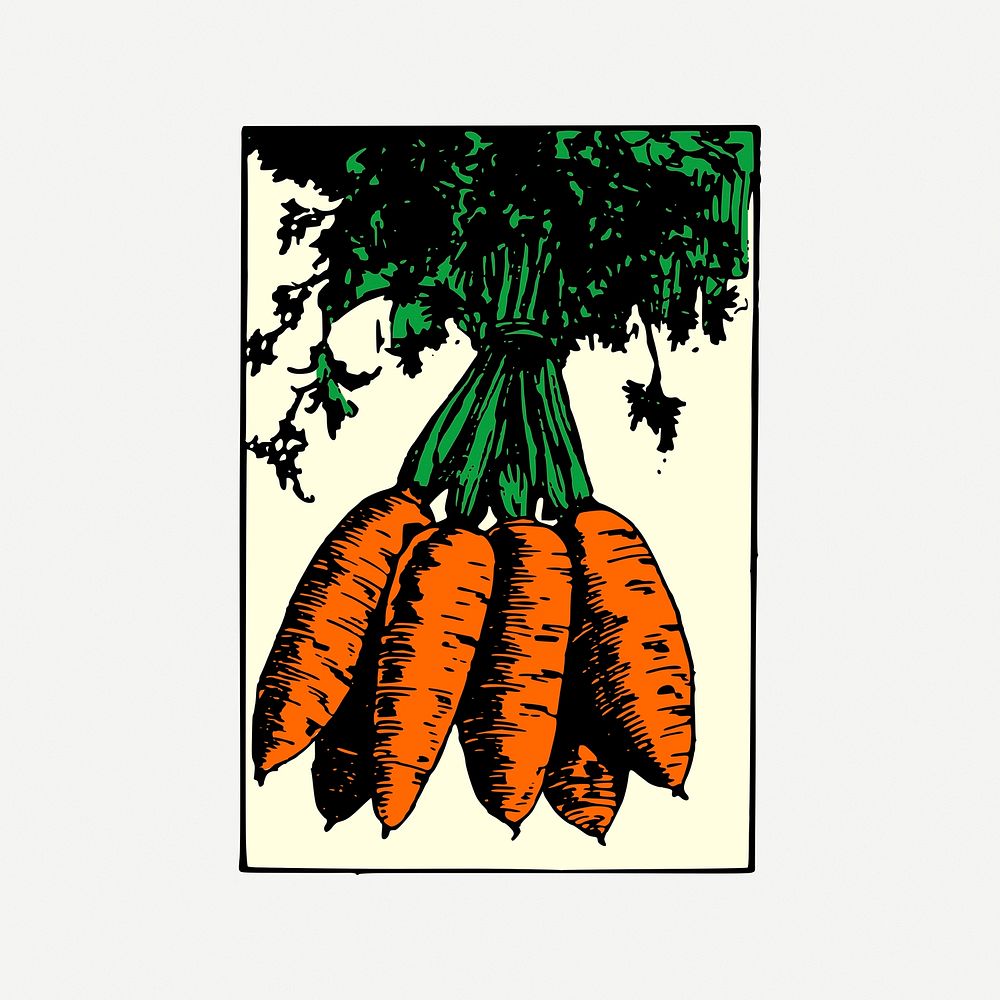 Carrot collage element, vintage illustration psd. Free public domain CC0 image.