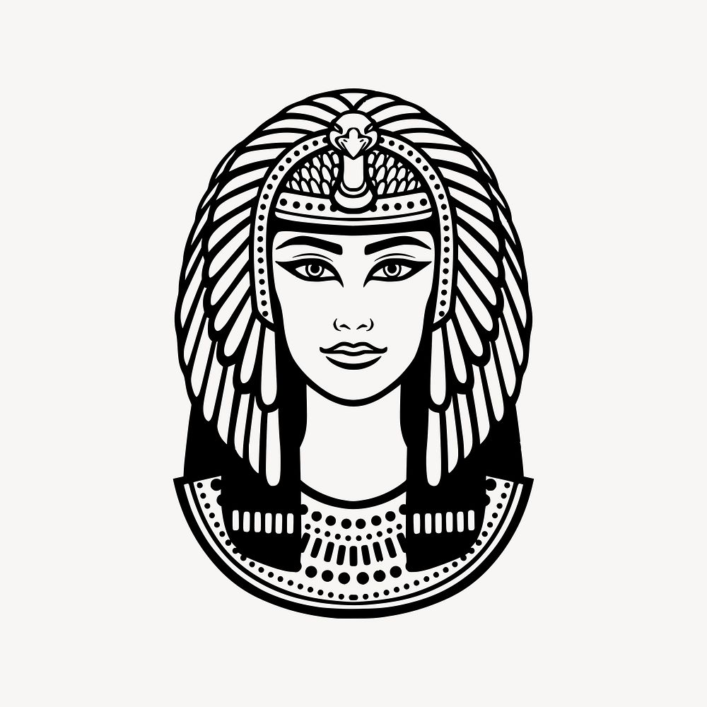 Head of Cleopatra clipart, drawing illustration vector. Free public domain CC0 image.