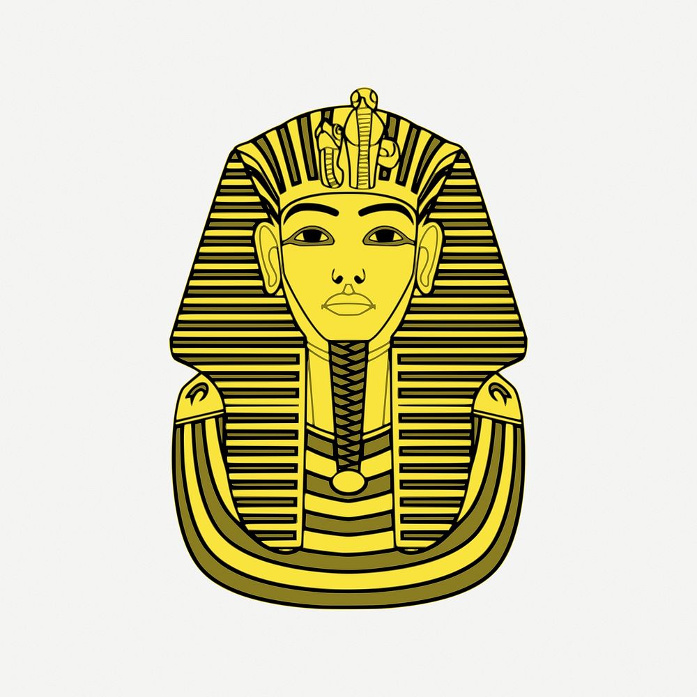 Tutankhamun collage element, vintage illustration psd. Free public domain CC0 image.