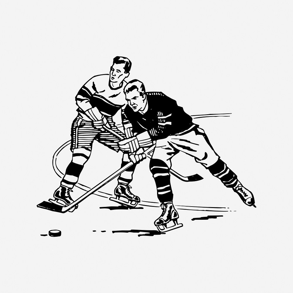 Hockey, drawing illustration. Free public domain CC0 image.