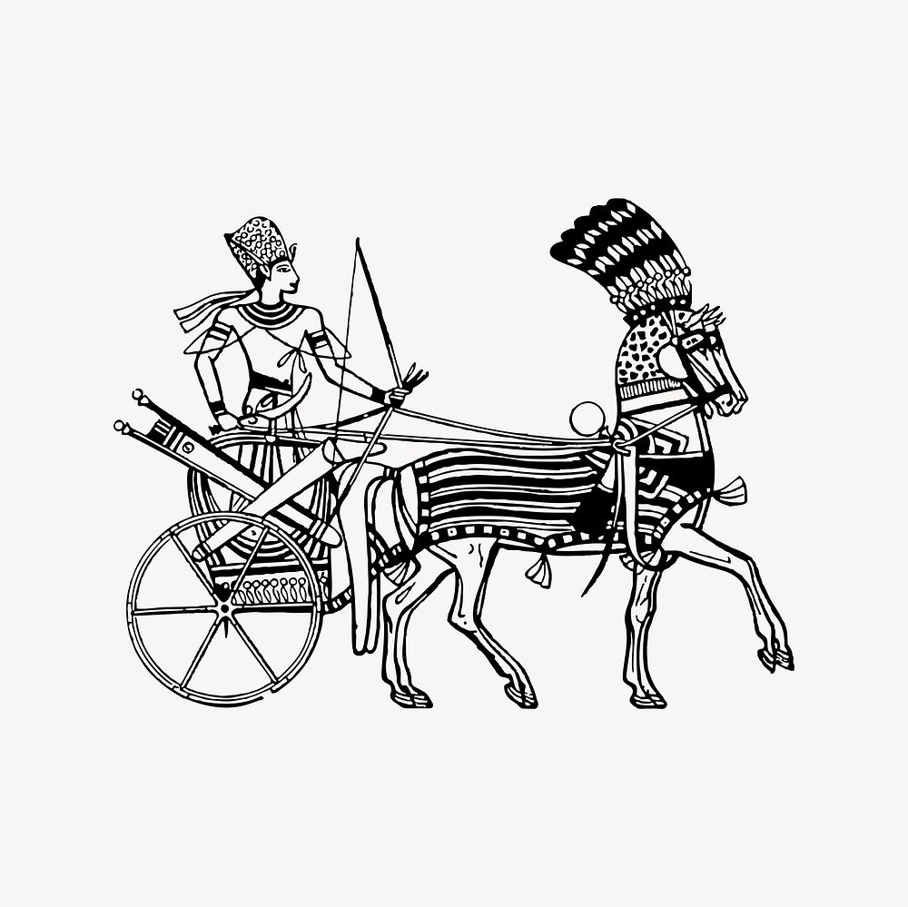 Egyptian chariot clipart, drawing illustration vector. Free public domain CC0 image.
