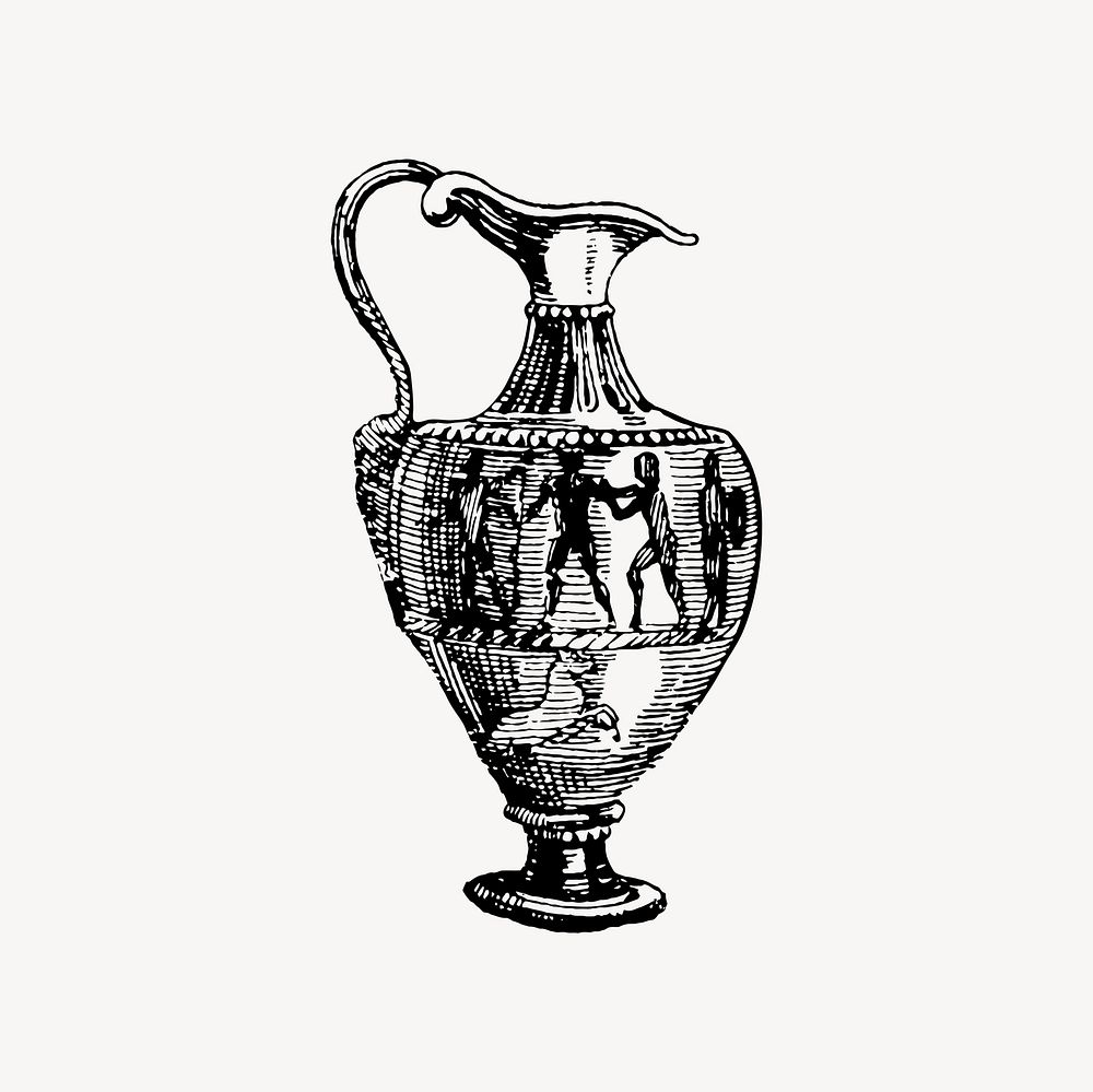 Egyptian vase clipart, drawing illustration vector. Free public domain CC0 image.