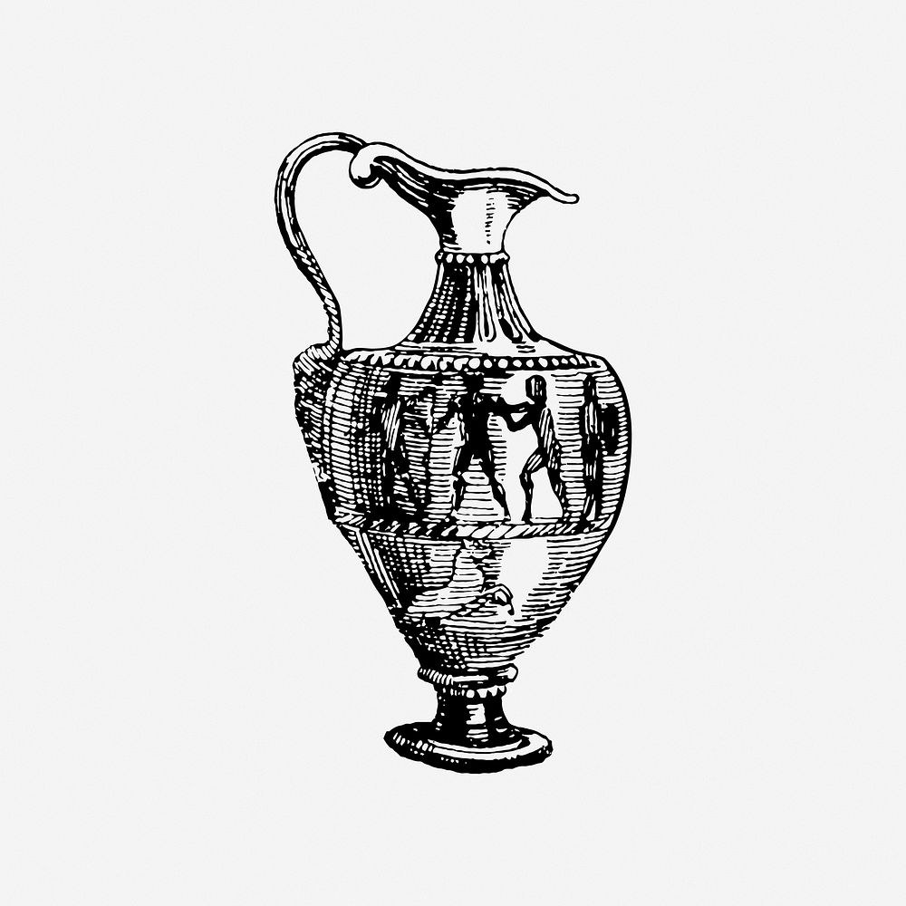Egyptian vase, drawing illustration. Free public domain CC0 image.