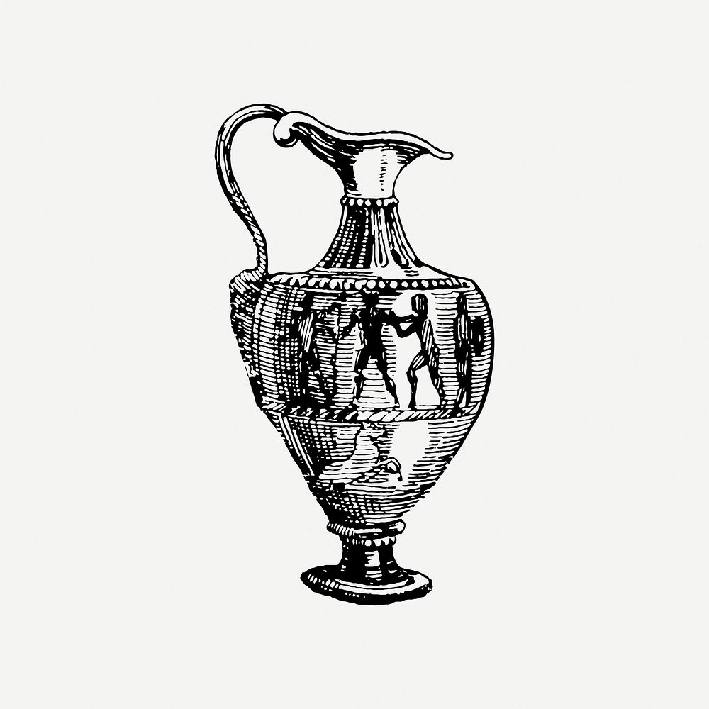 Egyptian vase collage element, vintage illustration psd. Free public domain CC0 image.