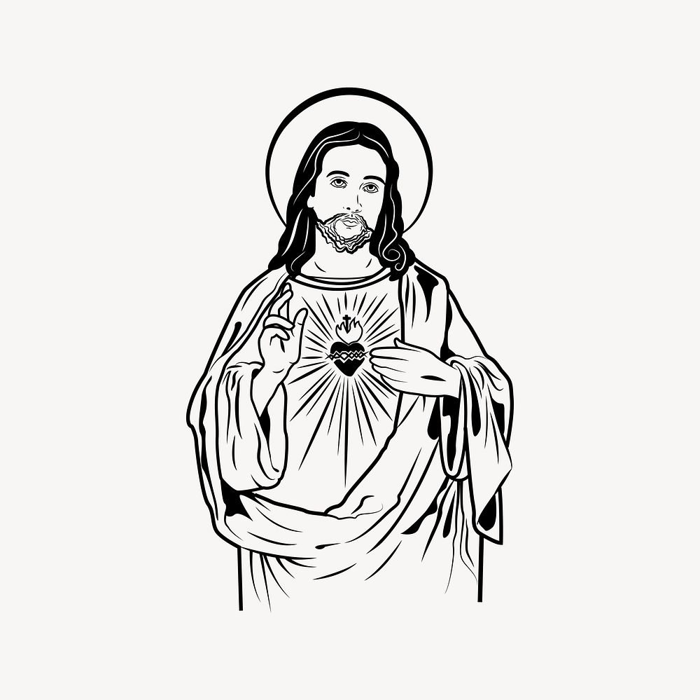 Sacred heart clipart, drawing illustration vector. Free public domain CC0 image.