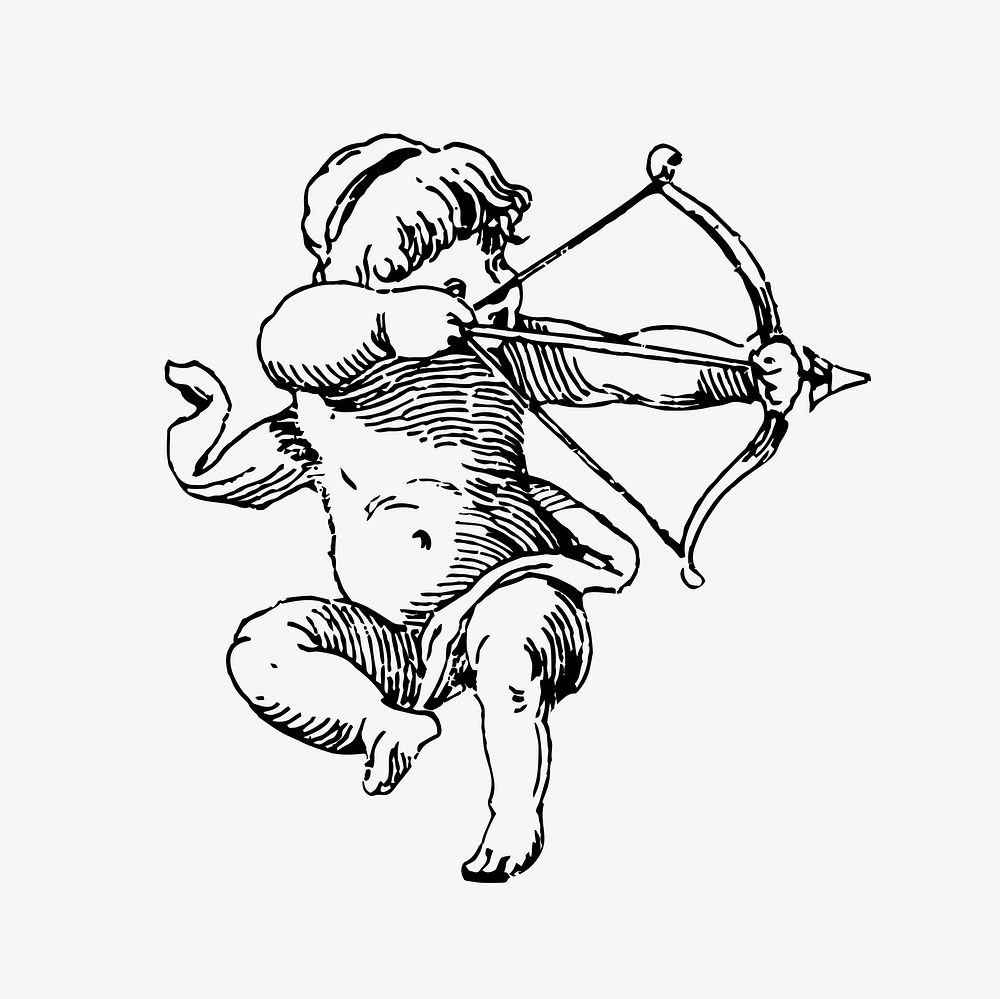 Cupid clipart, drawing illustration vector. Free public domain CC0 image.