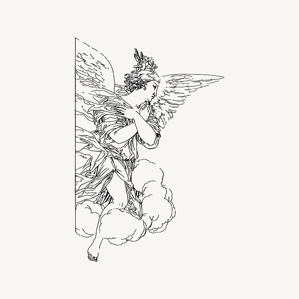 Angel clipart, drawing illustration vector. Free public domain CC0 image.