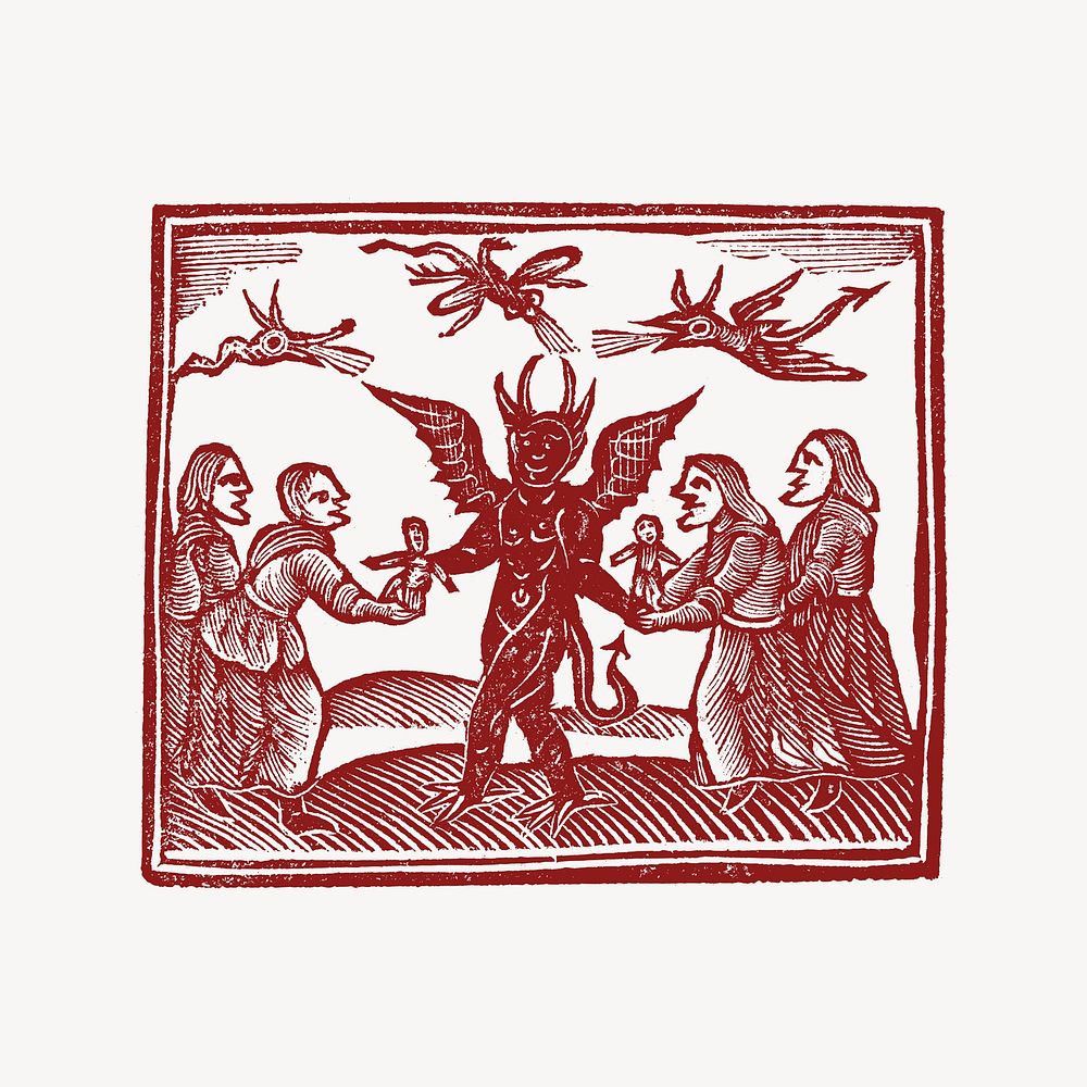 Devils clipart, drawing illustration vector. Free public domain CC0 image.