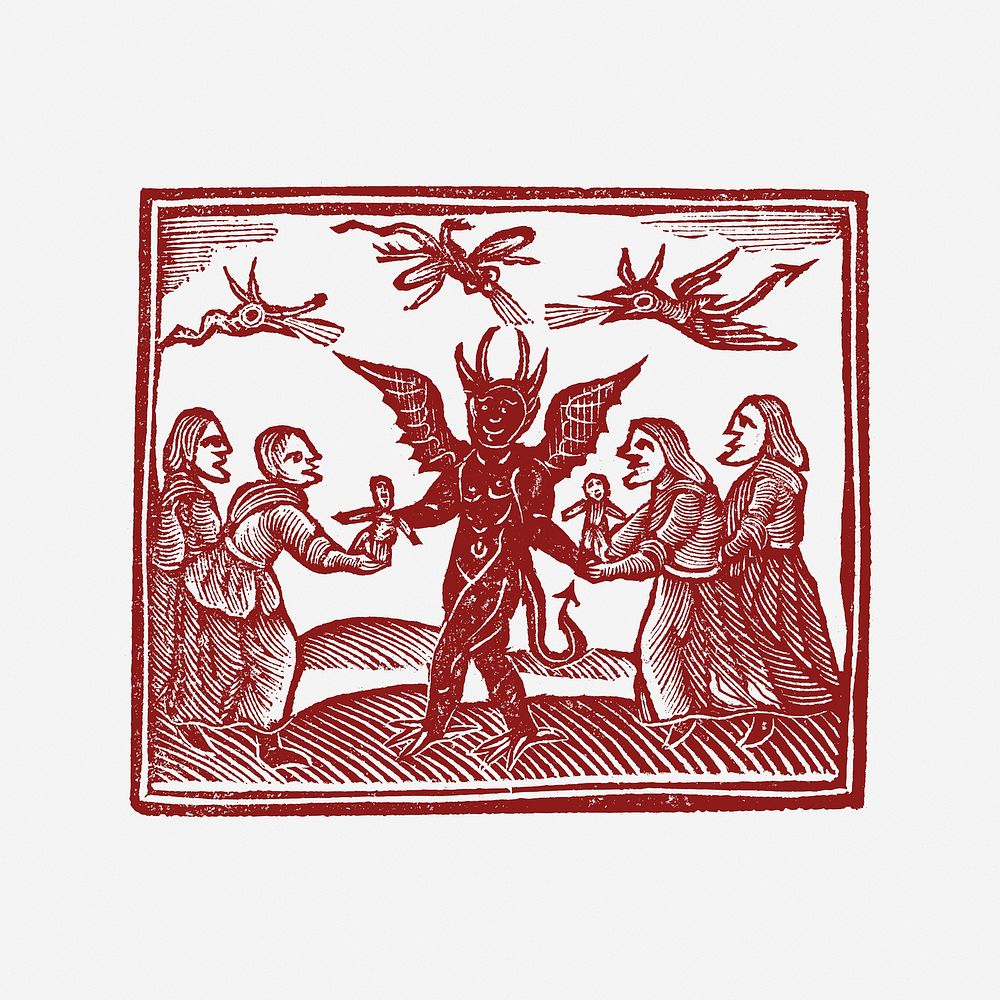 Devils, drawing illustration. Free public domain CC0 image.