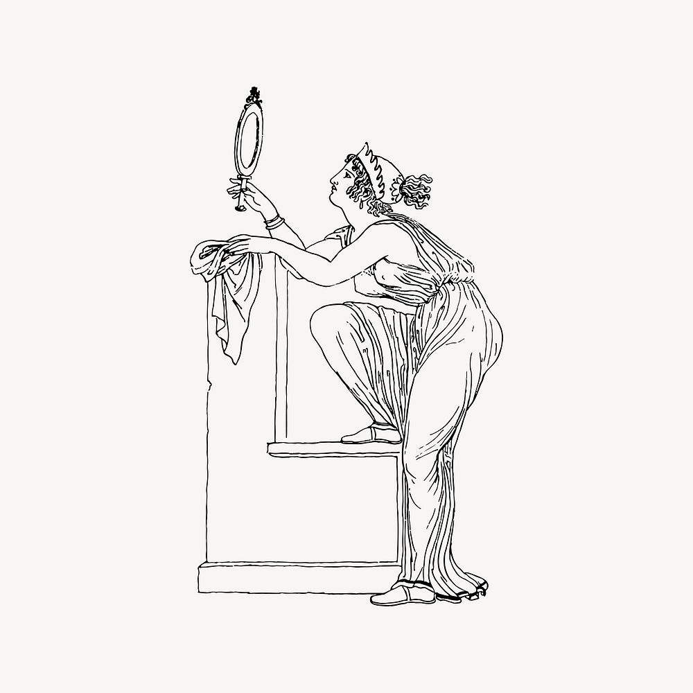 Greek woman clipart, drawing illustration vector. Free public domain CC0 image.