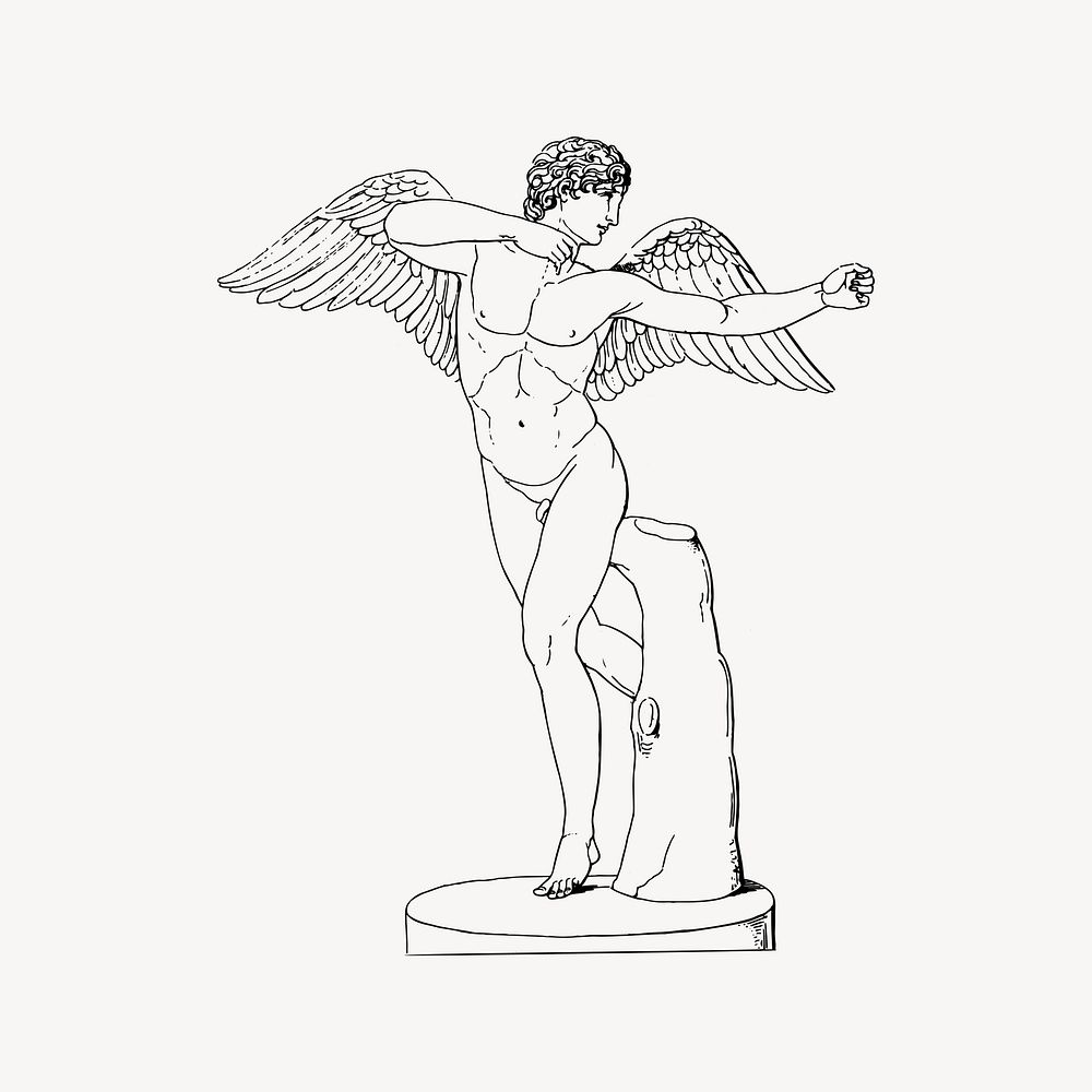 Men angel clipart, drawing illustration vector. Free public domain CC0 image.