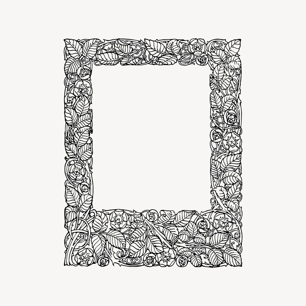 Leaf frame clipart, drawing illustration vector. Free public domain CC0 image.