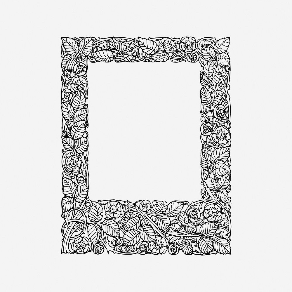 Leaf frame, drawing illustration. Free public domain CC0 image.