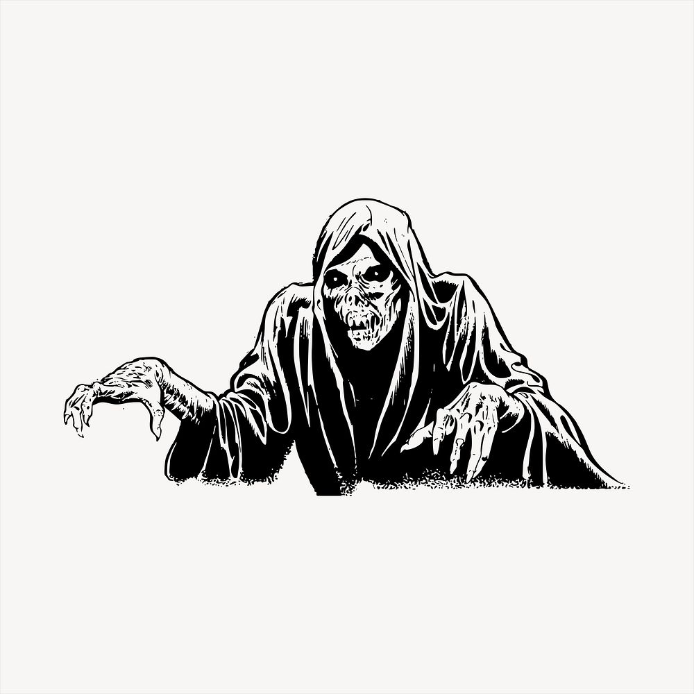 Grim Reaper  clipart, vintage hand drawn vector. Free public domain CC0 image.