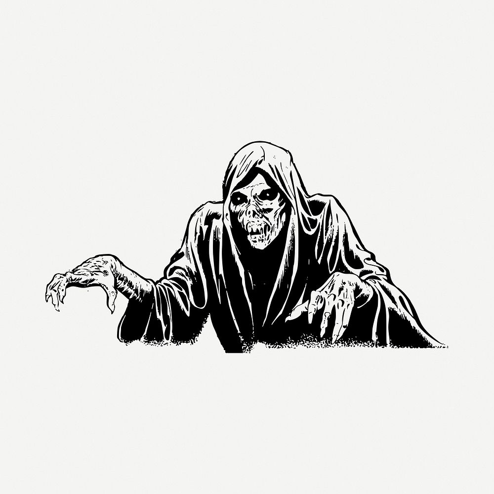 Grim Reaper drawing, vintage illustration psd. Free public domain CC0 image.