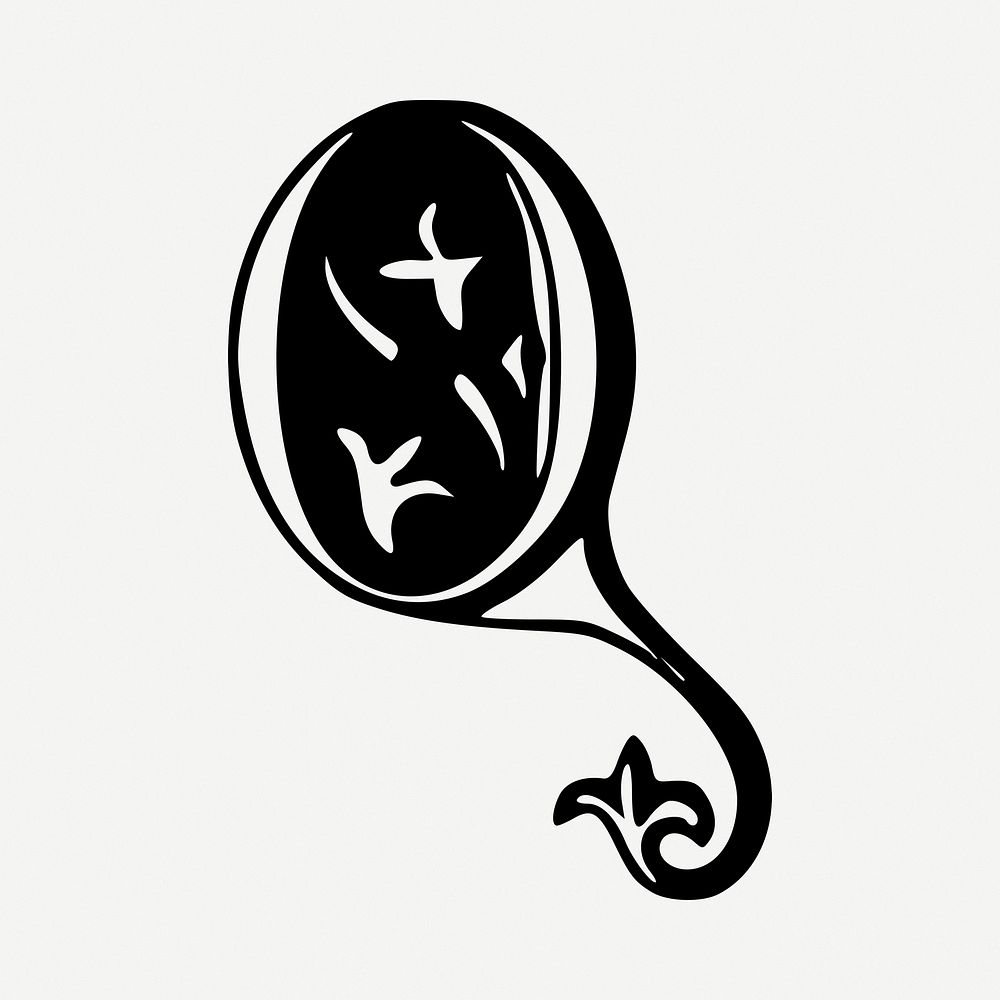 Q letter drawing, vintage illustration psd. 
