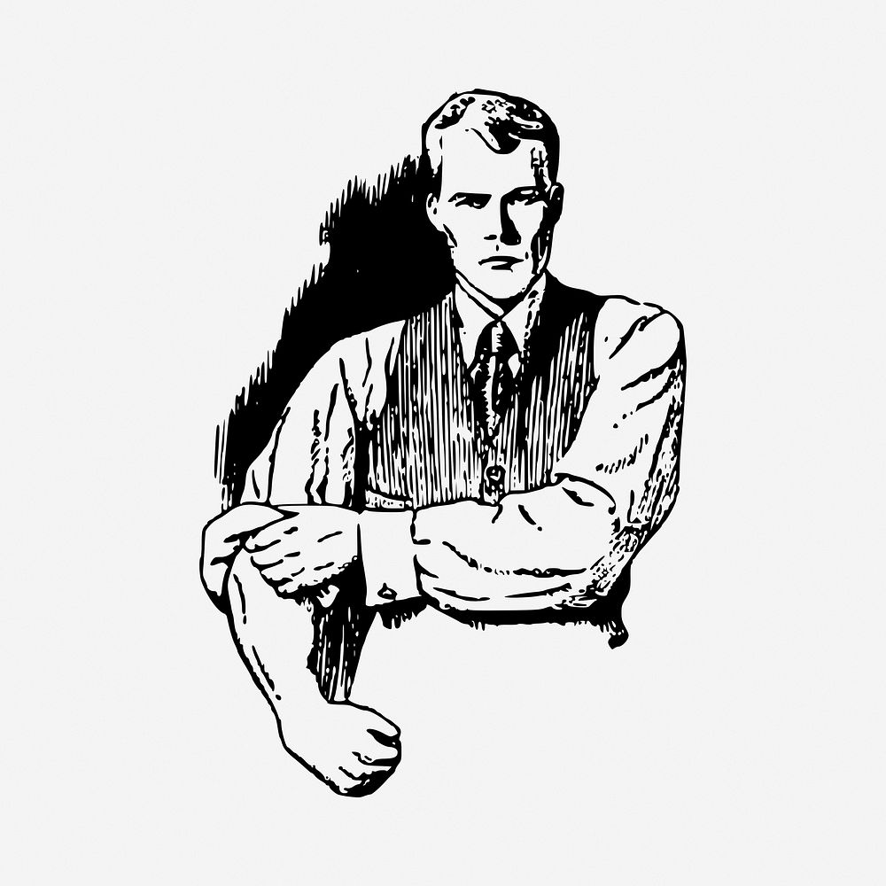 Angry man drawing, vintage illustration. Free public domain CC0 image.